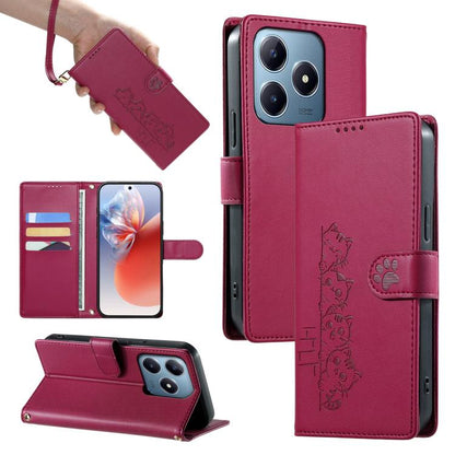 Cute Cats Magnetic Closure Vegan Leather Phone Case with Strap, For Realme 16T 5G, For Realme C100 4G, For Realme C85 5G / 15x 5G / C83 5G, For Realme 16 5G, For Realme 16 Pro+ 5G, For Realme 16 Pro 5G, For Realme C85 Pro 4G, For Realme 15T 5G         ...