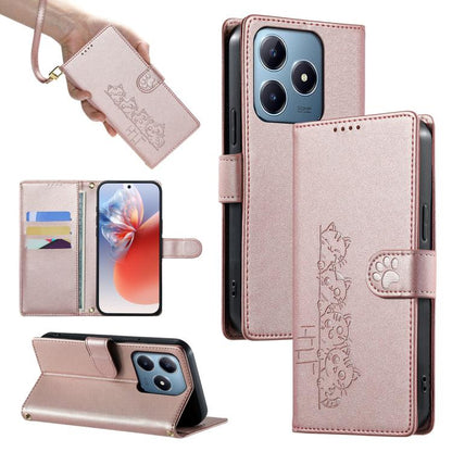 Cute Cats Magnetic Closure Vegan Leather Phone Case with Strap, For Realme 16T 5G, For Realme C100 4G, For Realme C85 5G / 15x 5G / C83 5G, For Realme 16 5G, For Realme 16 Pro+ 5G, For Realme 16 Pro 5G, For Realme C85 Pro 4G, For Realme 15T 5G         ...