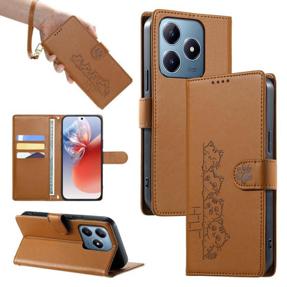 Cute Cats Magnetic Closure Vegan Leather Phone Case with Strap, For Realme 16T 5G, For Realme C100 4G, For Realme C85 5G / 15x 5G / C83 5G, For Realme 16 5G, For Realme 16 Pro+ 5G, For Realme 16 Pro 5G, For Realme C85 Pro 4G, For Realme 15T 5G         ...