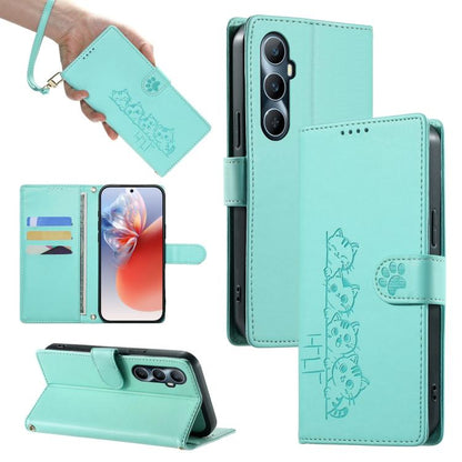 Cute Cats Magnetic Closure Vegan Leather Phone Case with Strap, For Realme 12 5G / 12x 5G / C65 5G, For Realme GT 6 Global, For Realme 12+ / Narzo 70 5G, For Realme C67 4G / 12 Lite 4G, For Realme 12 Pro 5G / 12 Pro+ 5G, For Realme 11 4G, For Realme 11...