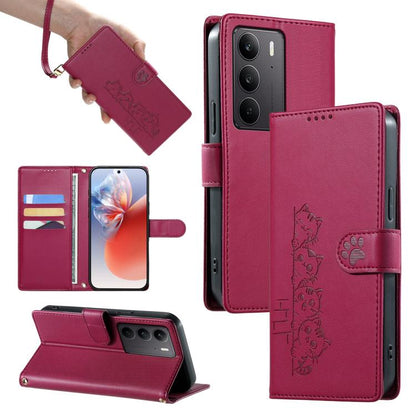 Cute Cats Magnetic Closure Vegan Leather Phone Case with Strap, For Realme 16T 5G, For Realme C100 4G, For Realme C85 5G / 15x 5G / C83 5G, For Realme 16 5G, For Realme 16 Pro+ 5G, For Realme 16 Pro 5G, For Realme C85 Pro 4G, For Realme 15T 5G         ...