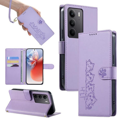 Cute Cats Magnetic Closure Vegan Leather Phone Case with Strap, For Realme 16T 5G, For Realme C100 4G, For Realme C85 5G / 15x 5G / C83 5G, For Realme 16 5G, For Realme 16 Pro+ 5G, For Realme 16 Pro 5G, For Realme C85 Pro 4G, For Realme 15T 5G         ...