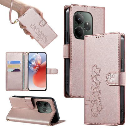 Cute Cats Magnetic Closure Vegan Leather Phone Case with Strap, For Realme 12 5G / 12x 5G / C65 5G, For Realme GT 6 Global, For Realme 12+ / Narzo 70 5G, For Realme C67 4G / 12 Lite 4G, For Realme 12 Pro 5G / 12 Pro+ 5G, For Realme 11 4G, For Realme 11...