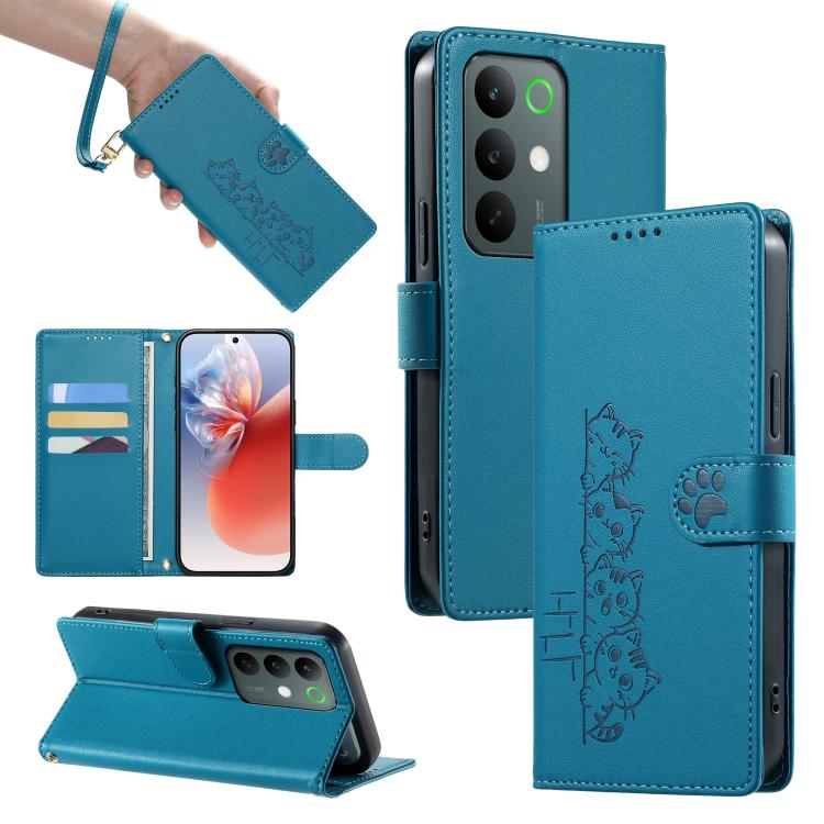 Cute Cats Magnetic Closure Vegan Leather Phone Case with Strap, For Realme 16T 5G, For Realme C100 4G, For Realme C85 5G / 15x 5G / C83 5G, For Realme 16 5G, For Realme 16 Pro+ 5G, For Realme 16 Pro 5G, For Realme C85 Pro 4G, For Realme 15T 5G         ...