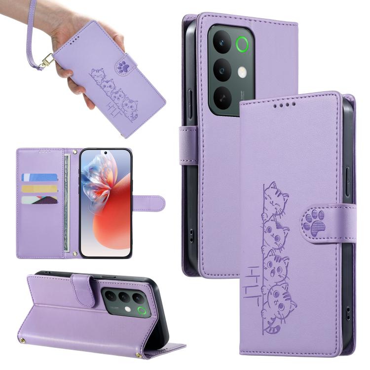 Cute Cats Magnetic Closure Vegan Leather Phone Case with Strap, For Realme 16T 5G, For Realme C100 4G, For Realme C85 5G / 15x 5G / C83 5G, For Realme 16 5G, For Realme 16 Pro+ 5G, For Realme 16 Pro 5G, For Realme C85 Pro 4G, For Realme 15T 5G         ...