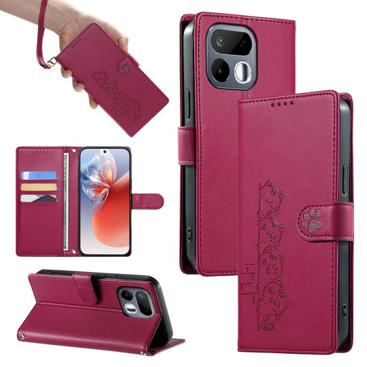 Cute Cats Magnetic Closure Vegan Leather Phone Case with Strap, For Realme 16T 5G, For Realme C100 4G, For Realme C85 5G / 15x 5G / C83 5G, For Realme 16 5G, For Realme 16 Pro+ 5G, For Realme 16 Pro 5G, For Realme C85 Pro 4G, For Realme 15T 5G