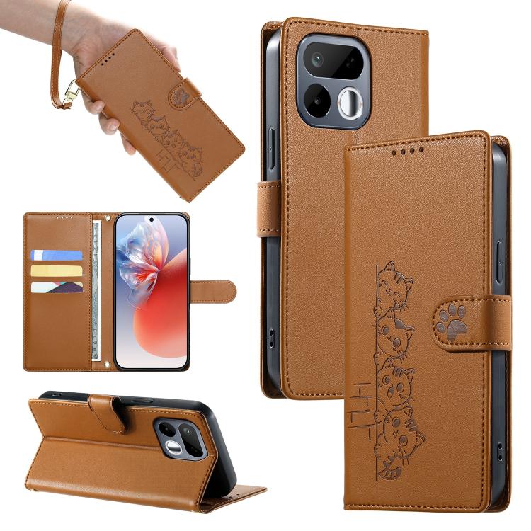Cute Cats Magnetic Closure Vegan Leather Phone Case with Strap, For Realme 16T 5G, For Realme C100 4G, For Realme C85 5G / 15x 5G / C83 5G, For Realme 16 5G, For Realme 16 Pro+ 5G, For Realme 16 Pro 5G, For Realme C85 Pro 4G, For Realme 15T 5G         ...