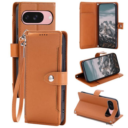 Litchi Texture Zipper Wallet Buckle Vegan Leather Phone Case with Wrist Strap, For Google Pixel 11 Pro XL, For Google Pixel 11 Pro, For Google Pixel 10a, For Google Pixel 10 Pro XL / 9 Pro XL, For Google Pixel 10 / 10 Pro / 9, For Google Pixel 9a