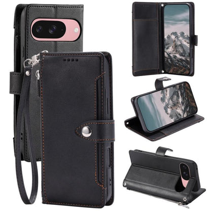 Litchi Texture Zipper Wallet Buckle Vegan Leather Phone Case with Wrist Strap, For Google Pixel 11 Pro XL, For Google Pixel 11 Pro, For Google Pixel 10a, For Google Pixel 10 Pro XL / 9 Pro XL, For Google Pixel 10 / 10 Pro / 9, For Google Pixel 9a