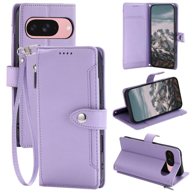 Litchi Texture Zipper Wallet Buckle Vegan Leather Phone Case with Wrist Strap, For Google Pixel 11 Pro XL, For Google Pixel 11 Pro, For Google Pixel 10a, For Google Pixel 10 Pro XL / 9 Pro XL, For Google Pixel 10 / 10 Pro / 9, For Google Pixel 9a