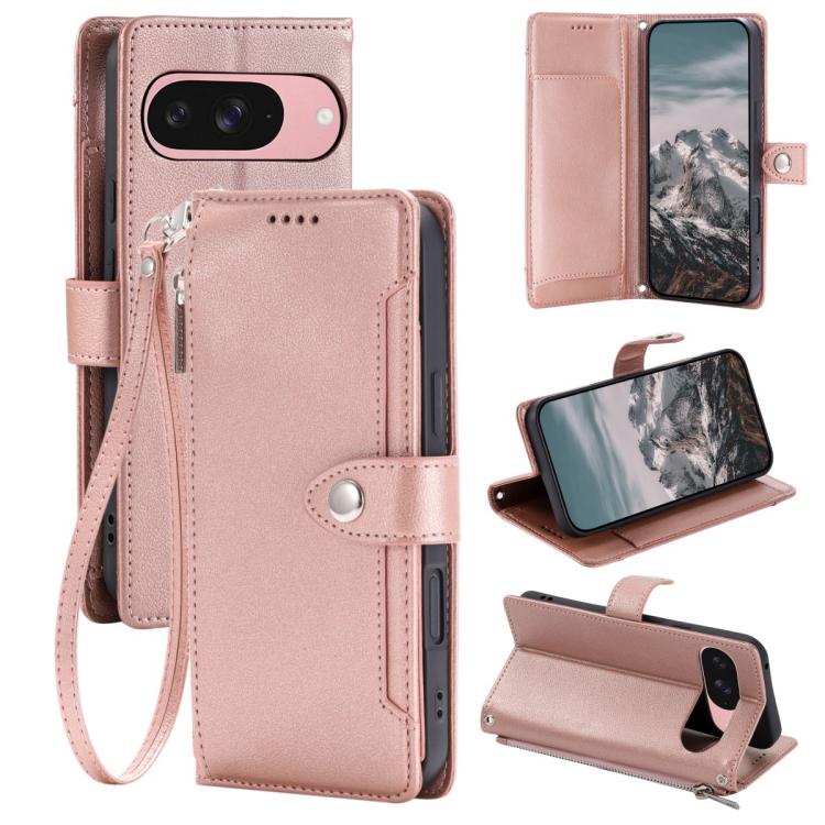 Litchi Texture Zipper Wallet Buckle Vegan Leather Phone Case with Wrist Strap, For Google Pixel 11 Pro XL, For Google Pixel 11 Pro, For Google Pixel 10a, For Google Pixel 10 Pro XL / 9 Pro XL, For Google Pixel 10 / 10 Pro / 9, For Google Pixel 9a