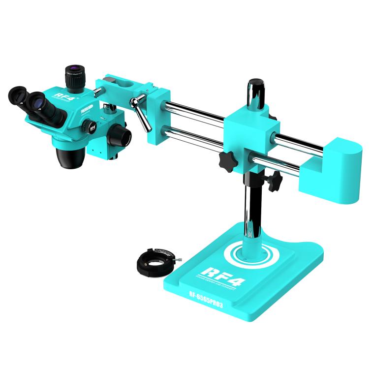 RF4 RF-6565Pro3 6.5-65X Synchronous Zoom Trinocular Stereo Microscope with Double-arm Boom Stand, RF-6565Pro3