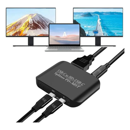 NK-E70 Type-C to HDTV, Type-C 4K 60Hz PD Power Port HD Video Splitter, Support MST and SST, Type-C to HDTV, Type-C
