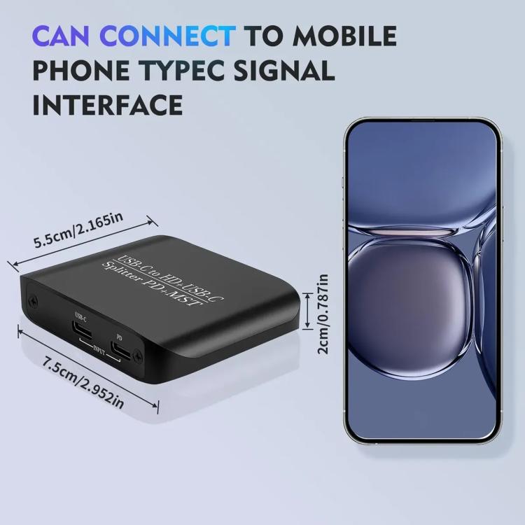 NK-E70 Type-C to HDTV, Type-C 4K 60Hz PD Power Port HD Video Splitter, Support MST and SST, Type-C to HDTV, Type-C