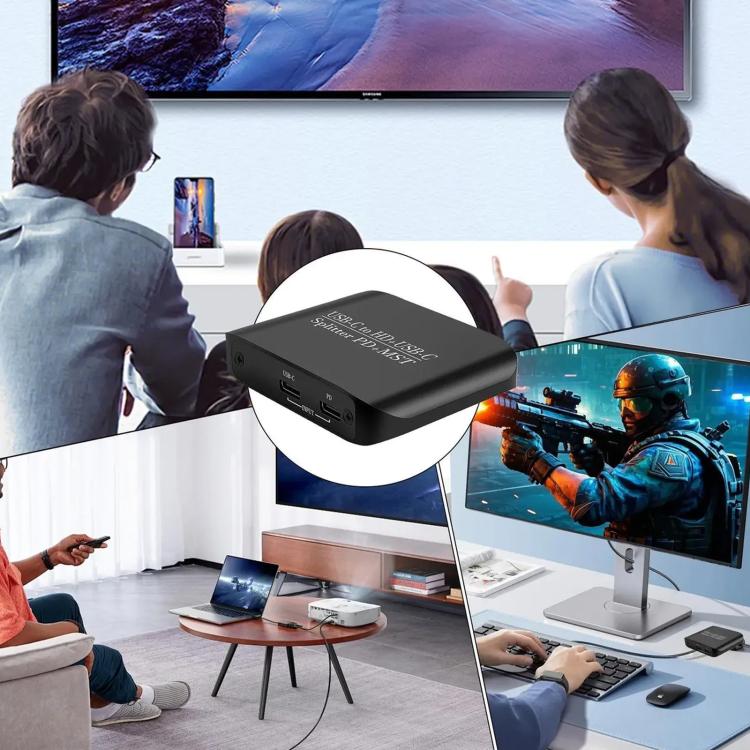 NK-E70 Type-C to HDTV, Type-C 4K 60Hz PD Power Port HD Video Splitter, Support MST and SST, Type-C to HDTV, Type-C