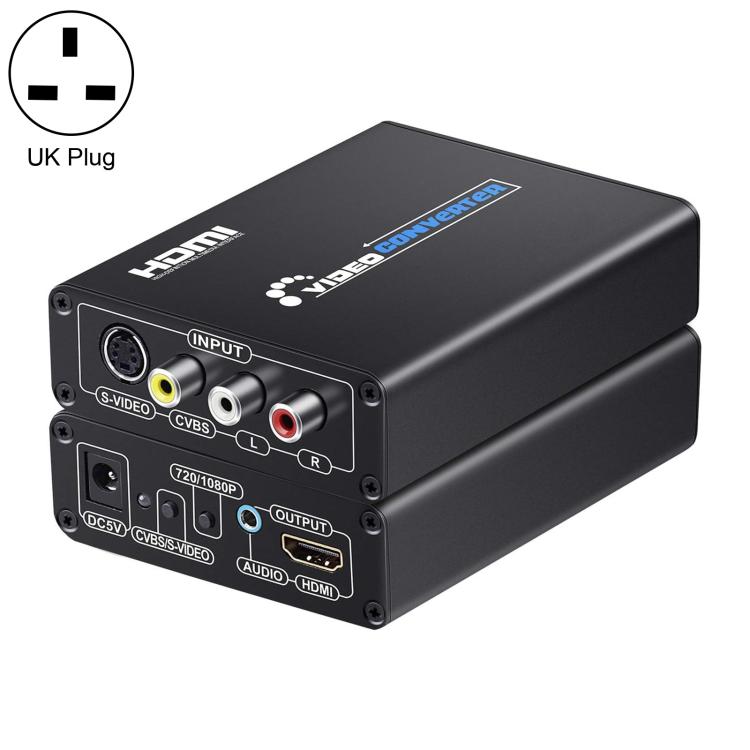 NK-H28 AV, S-VIDEO to HDMI, 3.5mm Audio Jack 1080P HD Video Converter, EU Plug, US Plug, UK Plug, AU Plug