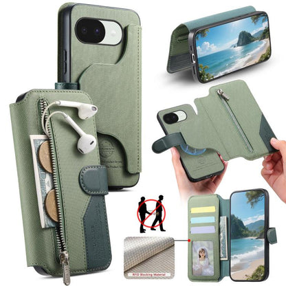 Twill Fabric MagSafe RFID Anti-theft Zipper Wallet Leather Phone Case, For Google Pixel 11 Pro XL, For Google Pixel 10a