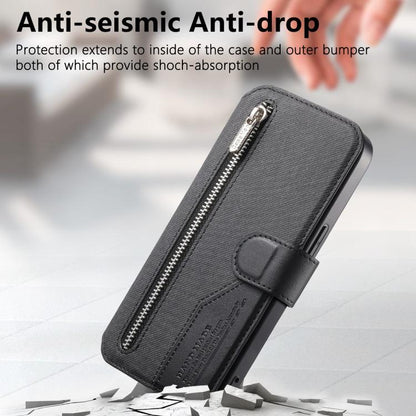 Twill Fabric MagSafe RFID Anti-theft Zipper Wallet Leather Phone Case, For Google Pixel 11 Pro XL, For Google Pixel 10a