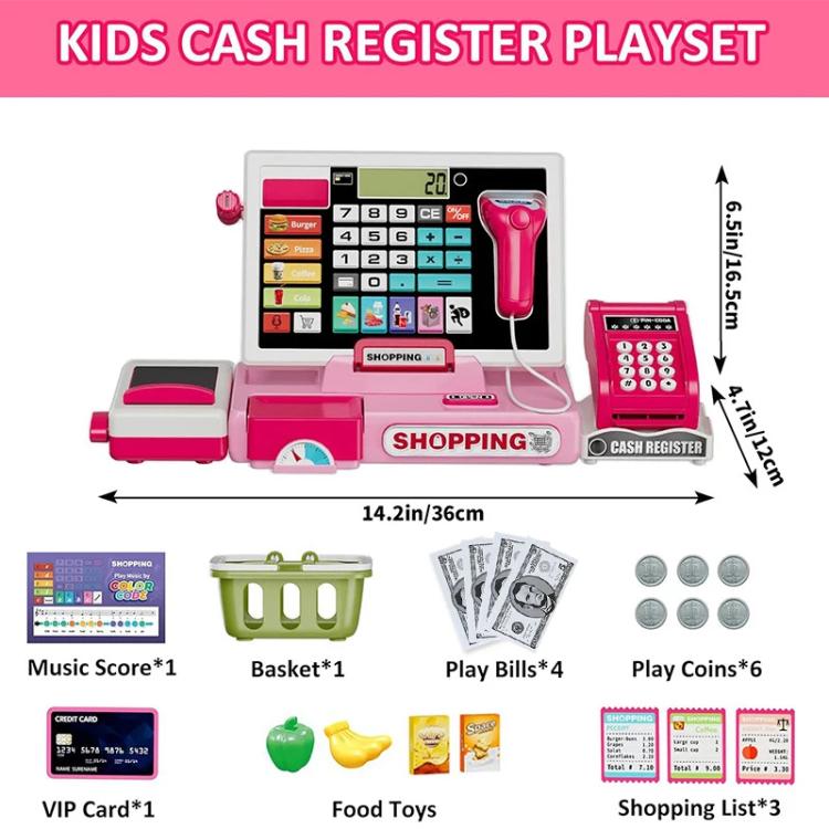 Children Shopping Cash Register Playset with Real Calculator