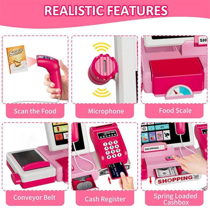 Children Shopping Cash Register Playset with Real Calculator