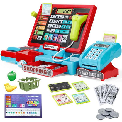 Children Shopping Cash Register Playset with Real Calculator