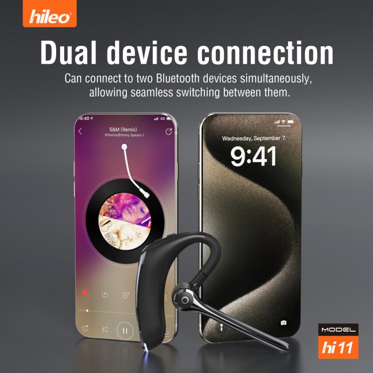 Hileo Hi11 Wireless Single Ear Hook Handsfree Call Noise Reduction In-ear Earphone