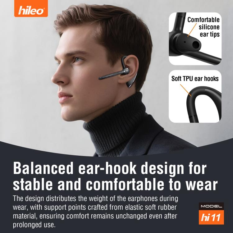 Hileo Hi11 Wireless Single Ear Hook Handsfree Call Noise Reduction In-ear Earphone