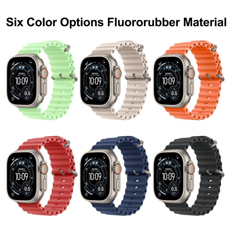 Ocean Solid Color Fluoroelastomer Watch Band, For Apple Watch 46mm / 49mm / 45mm / 44mm, For Apple Watch 42mm / 41mm / 40mm / 38mm