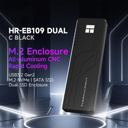 THERMALRIGHT HR-EB109 M.2 NVMe / SATA Dual Protocol SSD Enclosure with USB to Type-C Cable & Type-C to Type-C Cable, EB109 Dual Protocol Dual Cable