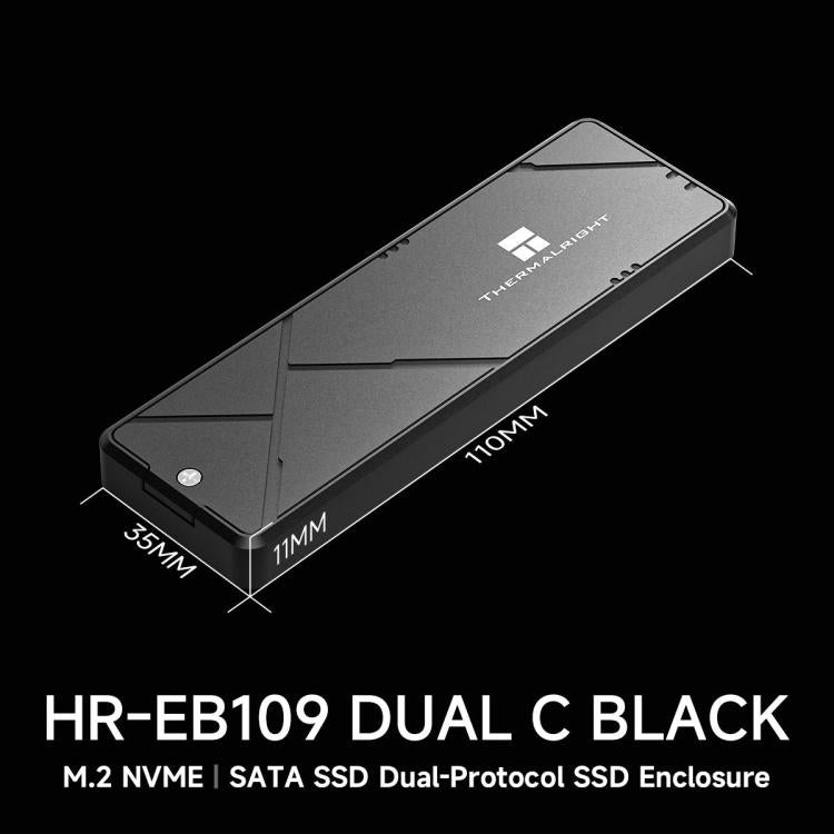 THERMALRIGHT HR-EB109 M.2 NVMe / SATA Dual Protocol SSD Enclosure with USB to Type-C Cable & Type-C to Type-C Cable, EB109 Dual Protocol Dual Cable