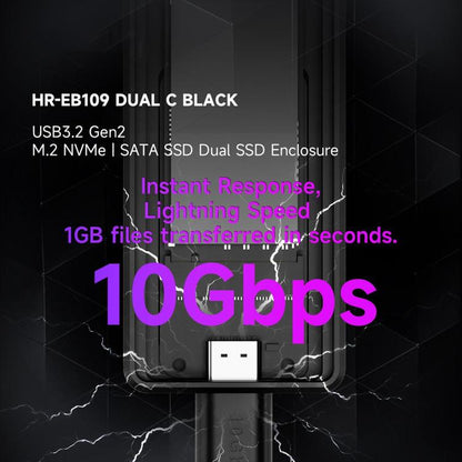 THERMALRIGHT HR-EB109 M.2 NVMe / SATA Dual Protocol SSD Enclosure with USB to Type-C Cable & Type-C to Type-C Cable, EB109 Dual Protocol Dual Cable