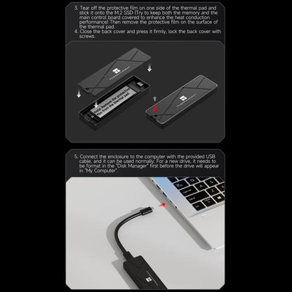 THERMALRIGHT HR-EB115 M.2 NVMe / SATA Dual Protocol SSD Enclosure with USB to Type-C Cable & Type-C to Type-C Cable, EB115 Dual Protocol Dual Cable