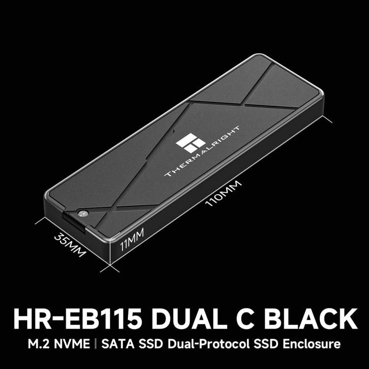 THERMALRIGHT HR-EB115 M.2 NVMe / SATA Dual Protocol SSD Enclosure with USB to Type-C Cable & Type-C to Type-C Cable, EB115 Dual Protocol Dual Cable