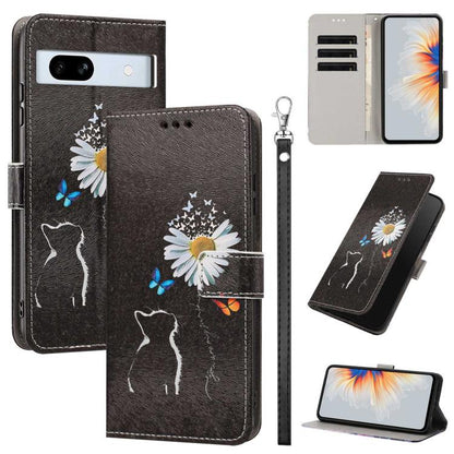 Painted Pattern Vegan Leather Phone Case with Strap, For Google Pixel 11 Pro XL, For Google Pixel 11 Pro / 11, For Google Pixel 10a, For Google Pixel 10 Pro XL, For Google Pixel 10, For Google Pixel 9a, For Google Pixel 8a, For Google Pixel 8 Pro      ...