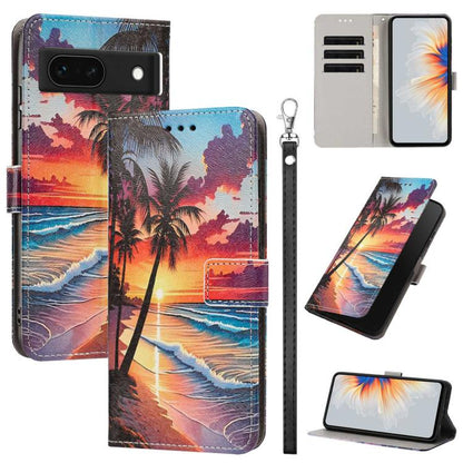 Painted Pattern Vegan Leather Phone Case with Strap, For Google Pixel 11 Pro XL, For Google Pixel 11 Pro / 11, For Google Pixel 10a, For Google Pixel 10 Pro XL, For Google Pixel 10, For Google Pixel 9a, For Google Pixel 8a, For Google Pixel 8 Pro      ...