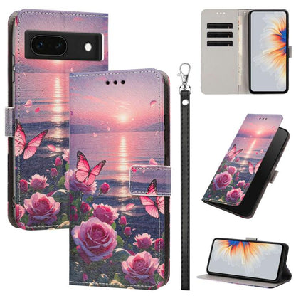 Painted Pattern Vegan Leather Phone Case with Strap, For Google Pixel 11 Pro XL, For Google Pixel 11 Pro / 11, For Google Pixel 10a, For Google Pixel 10 Pro XL, For Google Pixel 10, For Google Pixel 9a, For Google Pixel 8a, For Google Pixel 8 Pro      ...