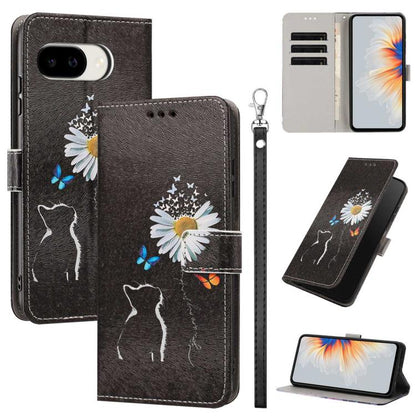 Painted Pattern Vegan Leather Phone Case with Strap, For Google Pixel 11 Pro XL, For Google Pixel 11 Pro / 11, For Google Pixel 10a, For Google Pixel 10 Pro XL, For Google Pixel 10, For Google Pixel 9a, For Google Pixel 8a, For Google Pixel 8 Pro      ...