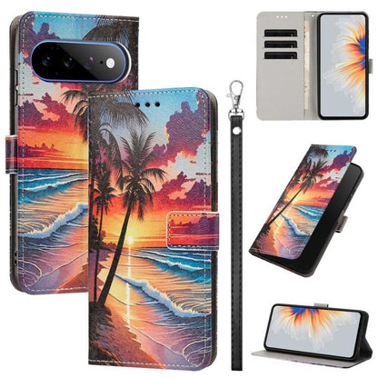 Painted Pattern Vegan Leather Phone Case with Strap, For Google Pixel 11 Pro XL, For Google Pixel 11 Pro / 11, For Google Pixel 10a, For Google Pixel 10 Pro XL, For Google Pixel 10, For Google Pixel 9a, For Google Pixel 8a, For Google Pixel 8 Pro      ...