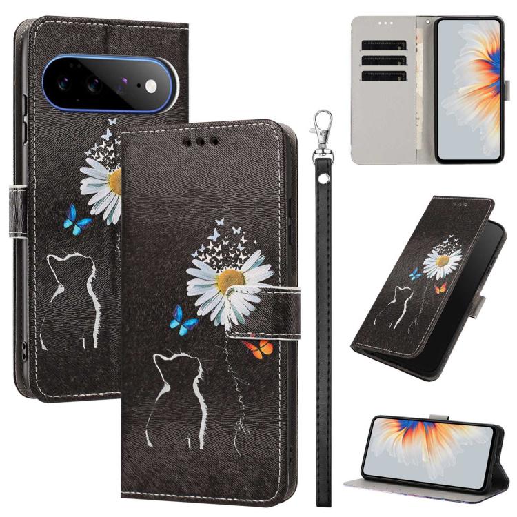 Painted Pattern Vegan Leather Phone Case with Strap, For Google Pixel 11 Pro XL, For Google Pixel 11 Pro / 11, For Google Pixel 10a, For Google Pixel 10 Pro XL, For Google Pixel 10, For Google Pixel 9a, For Google Pixel 8a, For Google Pixel 8 Pro      ...