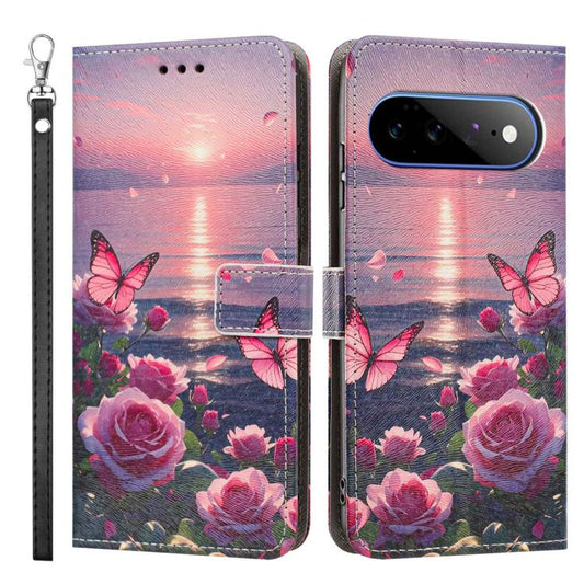 Painted Pattern Vegan Leather Phone Case with Strap, For Google Pixel 11 Pro XL, For Google Pixel 11 Pro / 11, For Google Pixel 10a, For Google Pixel 10 Pro XL, For Google Pixel 10, For Google Pixel 9a, For Google Pixel 8a, For Google Pixel 8 Pro      ...