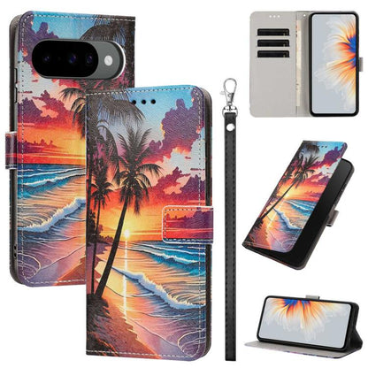Painted Pattern Vegan Leather Phone Case with Strap, For Google Pixel 11 Pro XL, For Google Pixel 11 Pro / 11, For Google Pixel 10a, For Google Pixel 10 Pro XL, For Google Pixel 10, For Google Pixel 9a, For Google Pixel 8a, For Google Pixel 8 Pro      ...