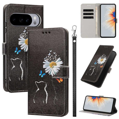 Painted Pattern Vegan Leather Phone Case with Strap, For Google Pixel 11 Pro XL, For Google Pixel 11 Pro / 11, For Google Pixel 10a, For Google Pixel 10 Pro XL, For Google Pixel 10, For Google Pixel 9a, For Google Pixel 8a, For Google Pixel 8 Pro      ...