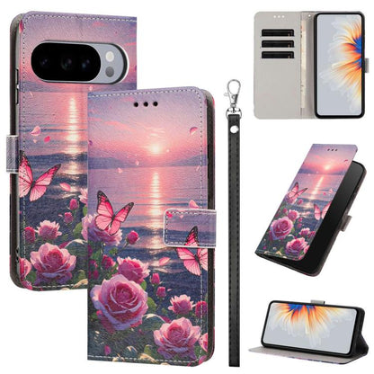 Painted Pattern Vegan Leather Phone Case with Strap, For Google Pixel 11 Pro XL, For Google Pixel 11 Pro / 11, For Google Pixel 10a, For Google Pixel 10 Pro XL, For Google Pixel 10, For Google Pixel 9a, For Google Pixel 8a, For Google Pixel 8 Pro      ...