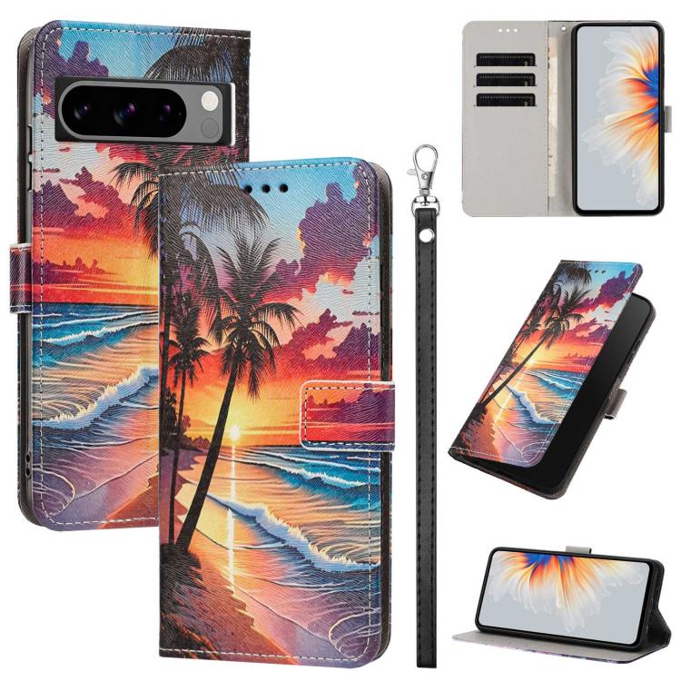 Painted Pattern Vegan Leather Phone Case with Strap, For Google Pixel 11 Pro XL, For Google Pixel 11 Pro / 11, For Google Pixel 10a, For Google Pixel 10 Pro XL, For Google Pixel 10, For Google Pixel 9a, For Google Pixel 8a, For Google Pixel 8 Pro      ...