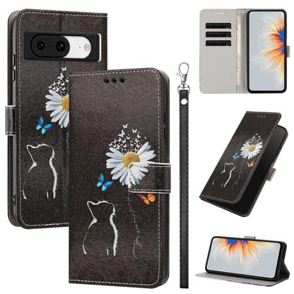 Painted Pattern Vegan Leather Phone Case with Strap, For Google Pixel 11 Pro XL, For Google Pixel 11 Pro / 11, For Google Pixel 10a, For Google Pixel 10 Pro XL, For Google Pixel 10, For Google Pixel 9a, For Google Pixel 8a, For Google Pixel 8 Pro      ...