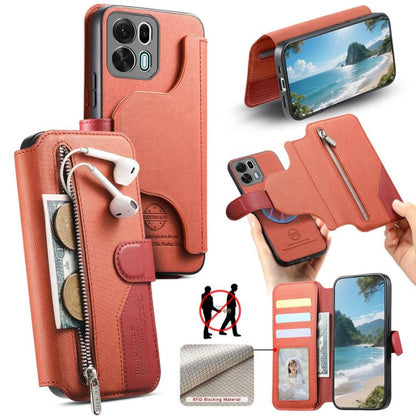 Twill Fabric MagSafe RFID Anti-theft Zipper Wallet Leather Phone Case, For OPPO K15 Pro+, For OPPO K15 Pro 5G, For OPPO A6s Pro 5G Global, For OPPO Reno15 F 5G Global, For OPPO A6 Pro 4G/ 5G Global / F31 5G, For OPPO Find X9 Pro                        ...