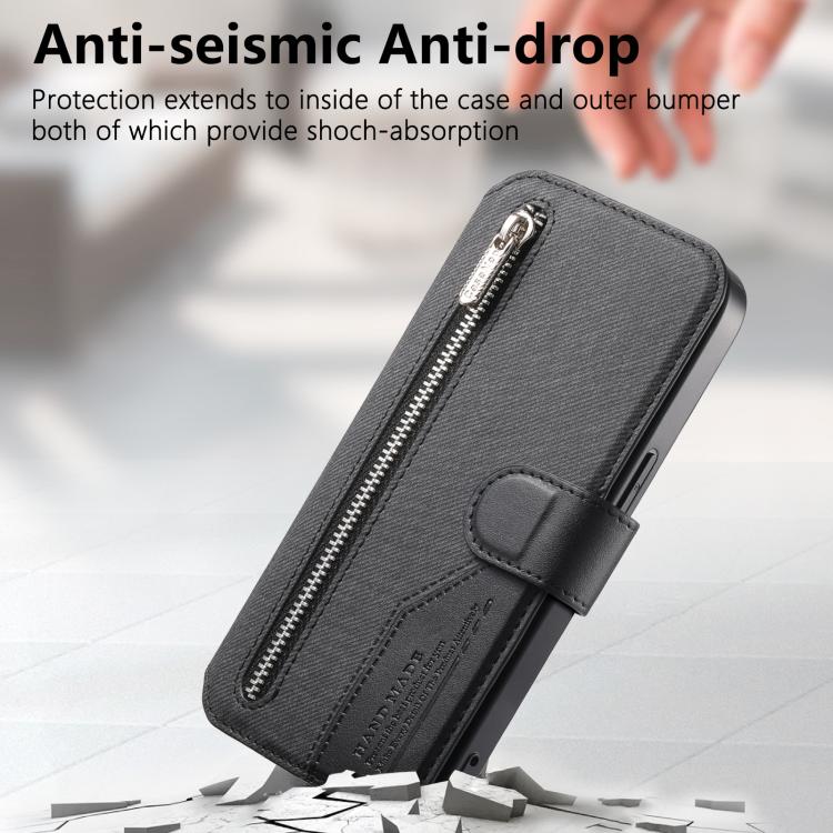 Twill Fabric MagSafe RFID Anti-theft Zipper Wallet Leather Phone Case, For OPPO K15 Pro+, For OPPO K15 Pro 5G, For OPPO A6s Pro 5G Global, For OPPO Reno15 F 5G Global, For OPPO A6 Pro 4G/ 5G Global / F31 5G, For OPPO Find X9 Pro                        ...