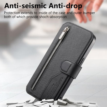 Twill Fabric MagSafe RFID Anti-theft Zipper Wallet Leather Phone Case, For Realme 16 Pro+ 5G, For Realme 16 Pro 5G, For Realme GT 8 Pro, For Realme 15T 5G, For Realme 14 / P3 5G / NeoX7, For Realme 14 Pro+