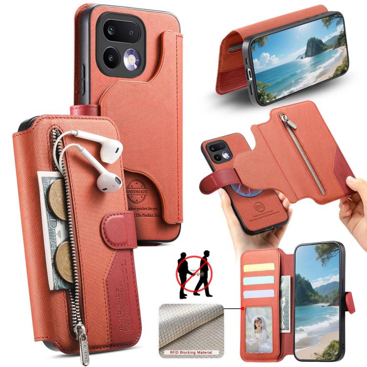 Twill Fabric MagSafe RFID Anti-theft Zipper Wallet Leather Phone Case, For Realme 16 Pro+ 5G, For Realme 16 Pro 5G, For Realme GT 8 Pro, For Realme 15T 5G, For Realme 14 / P3 5G / NeoX7, For Realme 14 Pro+