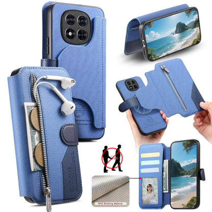 Twill Fabric MagSafe RFID Anti-theft Zipper Wallet Leather Phone Case, For Redmi K90 Pro Max / Poco F8 Ultra, For Redmi Turbo 5 Max / Poco X8 Pro Max, For Redmi Turbo 5 5G / Poco X8 Pro 5G, For Redmi K90 / Poco F8 Pro 5G, For Redmi Turbo 4 Pro / Poco F...